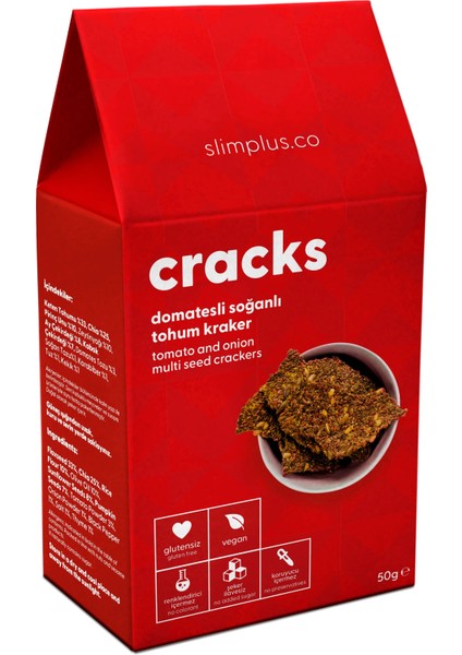 Domates Soğanlı Glutensiz Vegan Tohum Kraker Cracks 4 x 50 gr