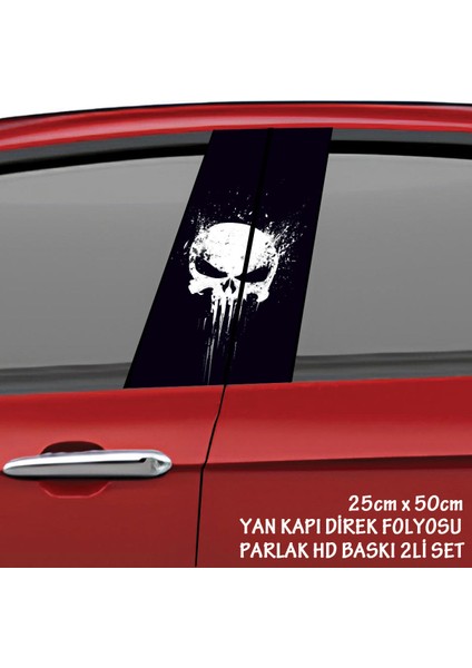 Eskitilmiş Kuru Kafa Renkli Baskılı Folyo Kaplama - 2li Kapı Direkleri Için Sticker Modifiye