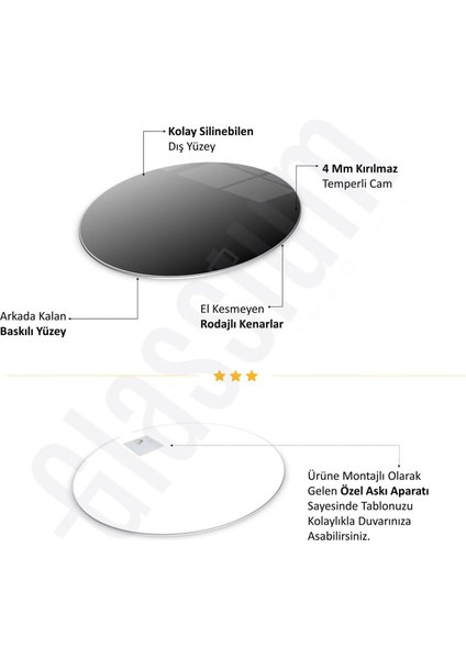 Teknoo- Bereket Temalı Buğday Sanatsal Yuvarlak Cam Tablo indirimleri