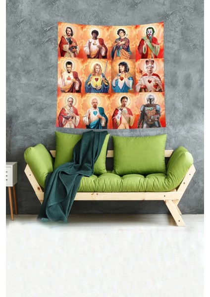 Turuncu kare kadife duvar örtüsü ve halısı, 140x140 cm, şık ve dekoratif seçenek modelleri