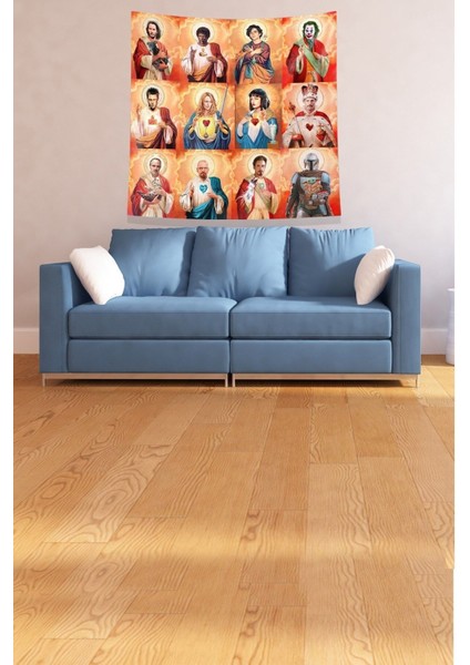 Turuncu kare kadife duvar örtüsü ve halısı, 140x140 cm, şık ve dekoratif seçenek fırsatları