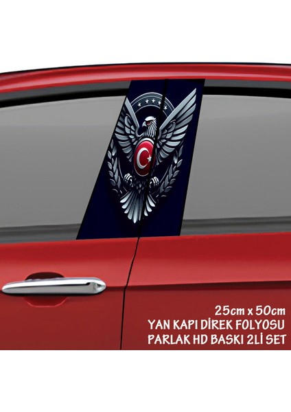 Ayyıldız Kartal Renkli Baskılı Folyo Kaplama - 2li Kapı Direkleri Için Sticker Modifiye