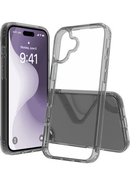 Buff Apple iPhone 16 Plus Air Hybrid Şeffaf Kılıf Smoke Black