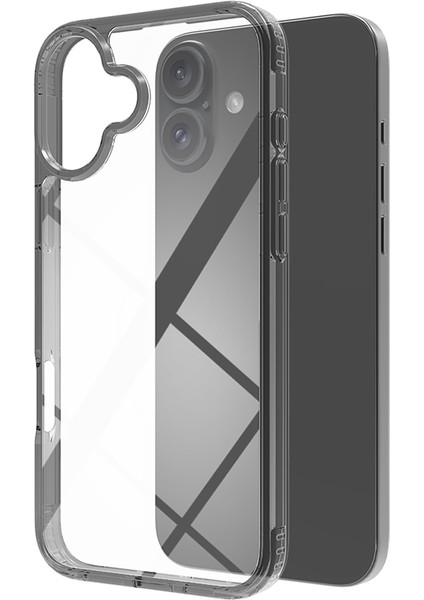 Buff Apple iPhone 16 Plus Air Hybrid Şeffaf Kılıf Smoke Black