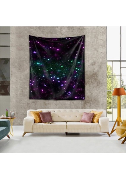 Uzay Space Galaxy Yıldızlar Yıkanabilir Leke Tutmaz Kumaş Duvar Örtüsü Duvar Halısı Tapestry