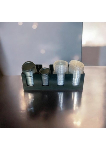 4 Bölmeli Karton Plastik Bardak Kapak Standı Bardaklık-Tüm Boylara Uygun (Cafe,Bar,Restaurant)