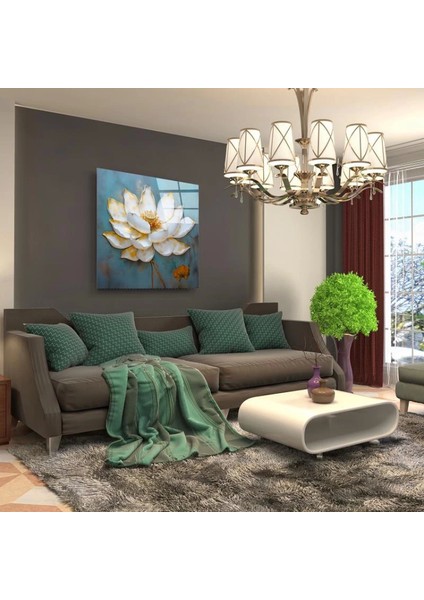 Teknoo- Beyaz Çiçek Cam Tablo modelleri