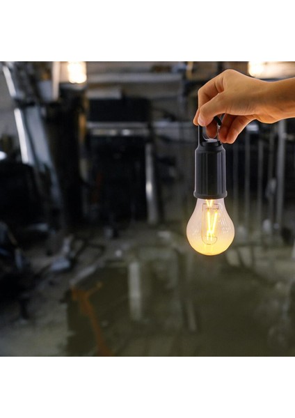 Taşınabilir Şarjlı Tasarruflu Rustik Ampul 10W LED Lamba Type-C Şarj Askılı Asma Aydınlatma