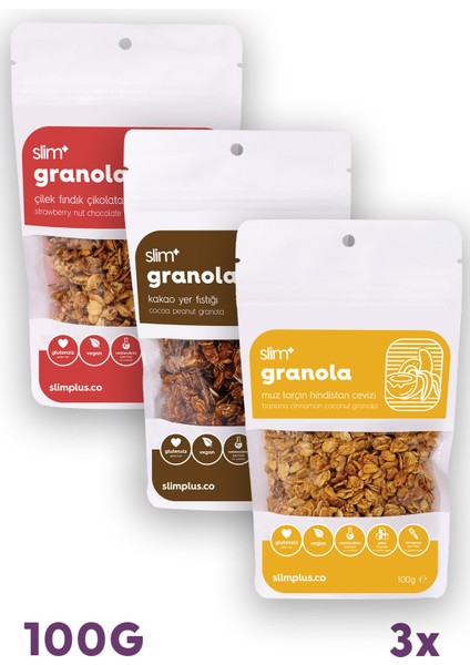 3'lü Paket Glutensiz Vegan Ilave Şekersiz Granola Mix 100 gr