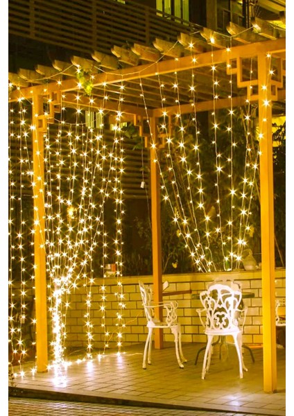 8 Fonksiyonlu 300 Ledli Perde LED Sarkıt LED 3x3 M Yılbaşı Doğum Günü Işık Bahçe Kafe