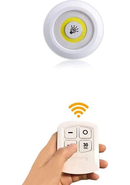 Pilli Kumandalı Yapışkanlı Spot LED Işık Dolap Araba Çocuk Odası Mutfak Dekoratif Aydınlatma 3lü