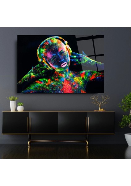 Teknoo- Müzik Dinleyen Kadın Cam Tablo fırsatları