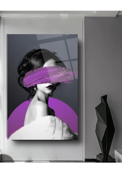 Teknoo- Mor Boyalı Kadın Sanatsal Cam Tablo