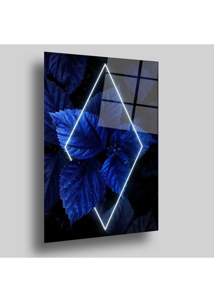 Teknoo- Mavi Yaprak Işık Cam Tablo modelleri
