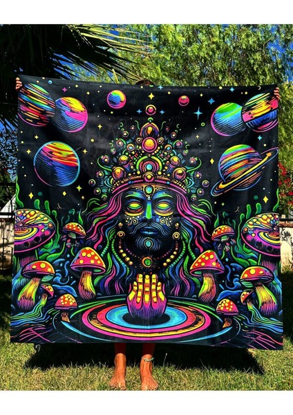 Parlayan Neon Duvar Örtüsü, UV Aktif Renkli Kare Boyut: 140x140 fiyatları