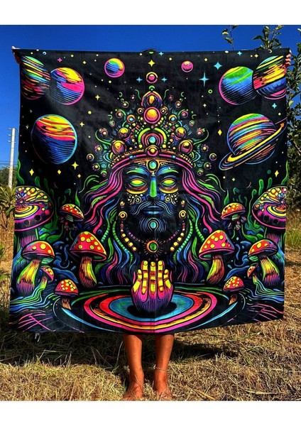 Parlayan Neon Duvar Örtüsü, UV Aktif Renkli Kare Boyut: 140x140 modelleri