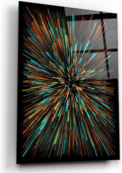 Teknoo- Renkli Işık Patlaması Sanatsal Cam Tablo fiyatları