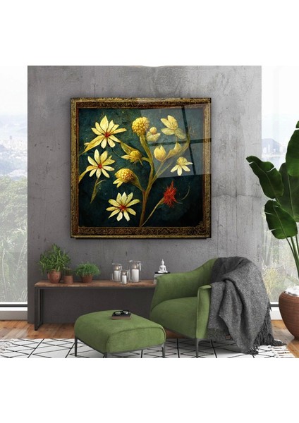 Teknoo- Sarımtrak Çiçekler Sanatsal Cam Tablo fiyatları