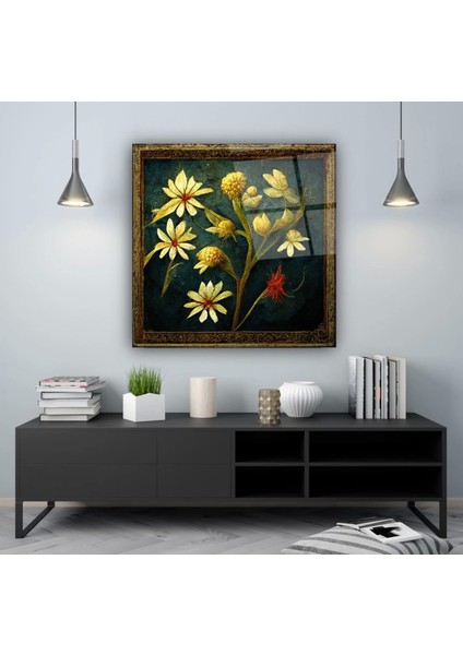 Teknoo- Sarımtrak Çiçekler Sanatsal Cam Tablo fırsatları