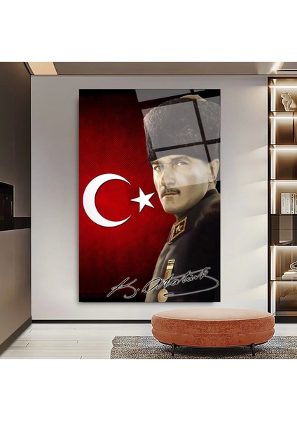 Teknoo- Türk Bayrağı Atatürk Cam Tablo