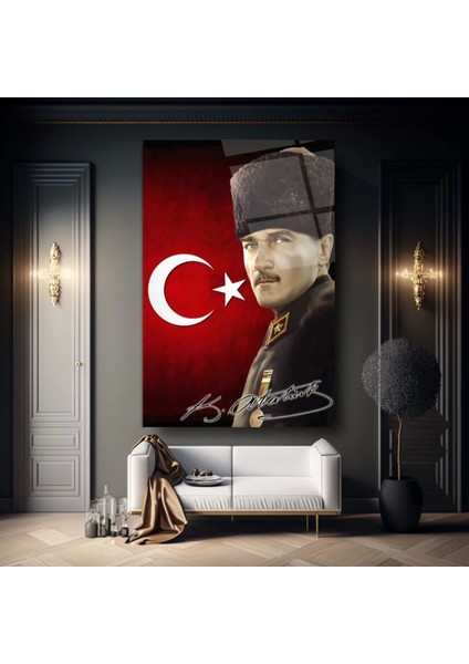 Teknoo- Türk Bayrağı Atatürk Cam Tablo fiyatları