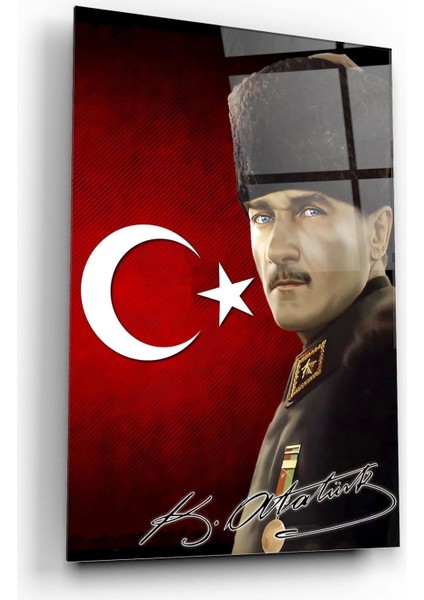 Teknoo- Türk Bayrağı Atatürk Cam Tablo fırsatları