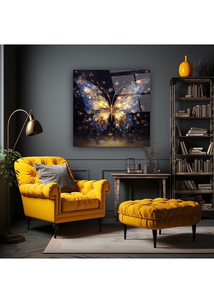 Teknoo- Işıklı Kelebek Sanatsal Cam Tablo