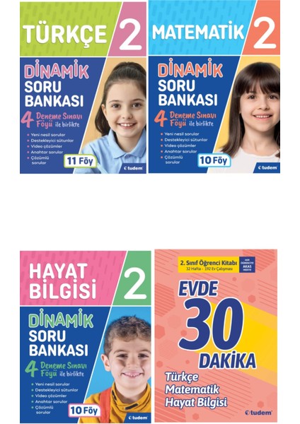 2. Sınıf Matematik - Türkçe - Hayat Bilgisi Dinamik Soru Bankası – Evde 30 Dakika Öğrenci Kitabı