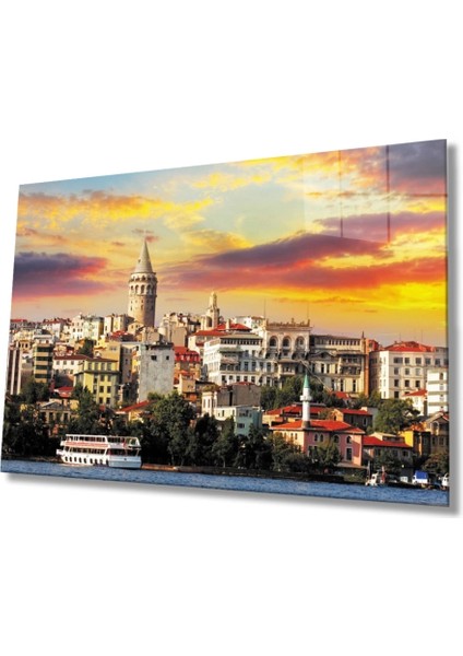 Teknoo- Istanbul Galata Kulesi Manzara 4mm Dayanıklı Cam Tablo Temperli Cam