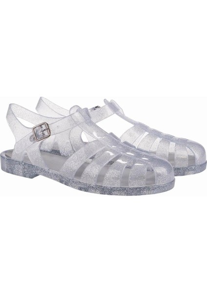Biarritz Glitter Kadın Sandalet Ayakkabı Gri Simli Purpurina Plata S10262-135 V2