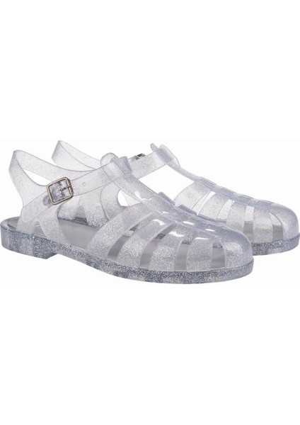 Biarritz Glitter Kadın Sandalet Ayakkabı Gri Simli Purpurina Plata S10262-135 V4