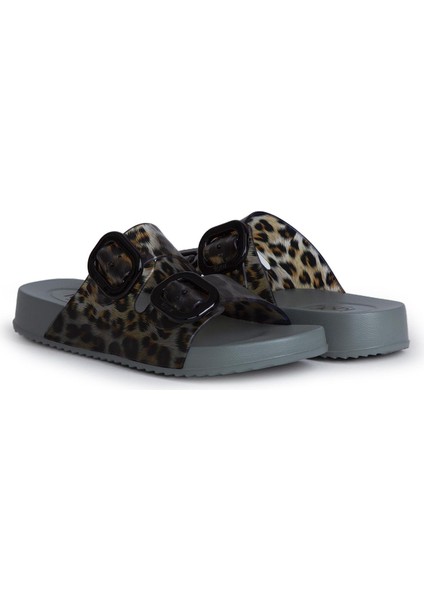 Habana Brillo Kadın Terlik Leopar Yeşil Verde S10336-013 V1