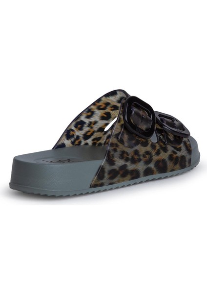 Habana Brillo Kadın Terlik Leopar Yeşil Verde S10336-013 V1