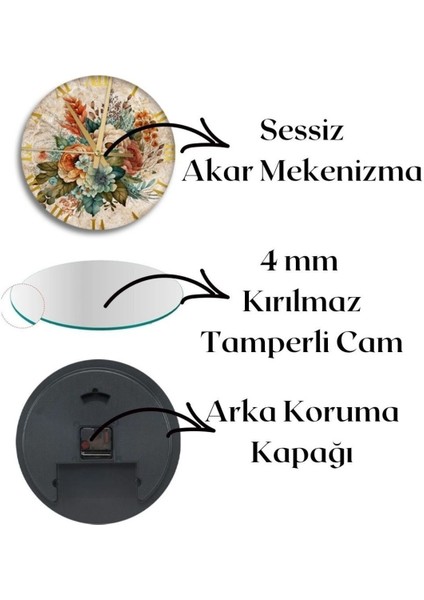 Duvar Saati - Cam Duvar Saati, Salon Için Saat Modelleri TK995671S12
