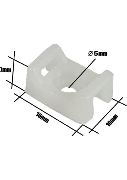 Vidalı Kroşe 16 x 10 x Ø5 mm - Beyaz - 25 Adet