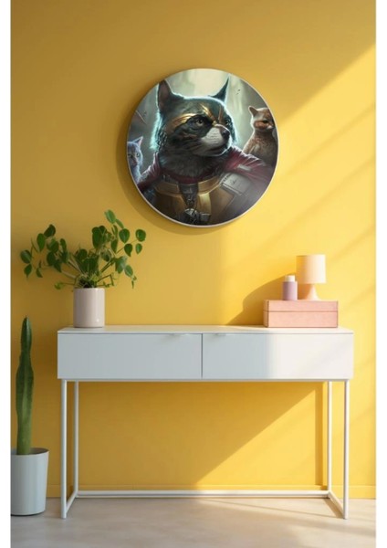 Teknoo- Yuvarlak Sanatsal, Dekoratif Baskı Cam Tablo 185