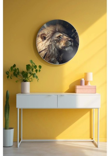 Teknoo- Yuvarlak Sanatsal, Dekoratif Baskı Cam Tablo 197