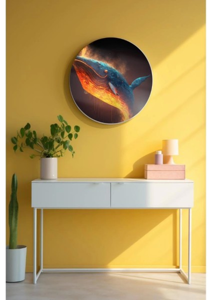 Teknoo- Yuvarlak Sanatsal, Dekoratif Baskı Cam Tablo 221