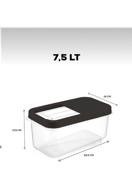 Multibox 7,5 Lt Bakliyat Saklama Kabı - Kayar Kapaklı Erzak Saklama Kabı Un Kabı