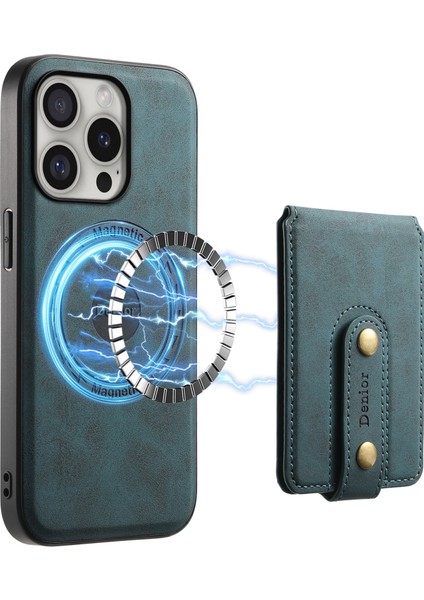 iPhone 16 Pro Manyetik Kılıf Ayrılabilir Kart Tutucu Kickstand Telefon Kapağı-Mavi Için Telefon Kılıfı Düşme Koruma Kılıfı (Yurt Dışından)
