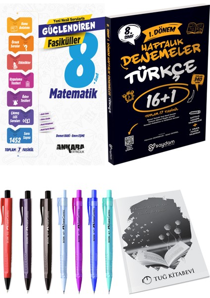 8. Sınıf Lgs Matematik Güçlendiren Set Fasiküller - 8. Sınıf Lgs Türkçe 1. Dönem Haftalık Denemeler 16+1