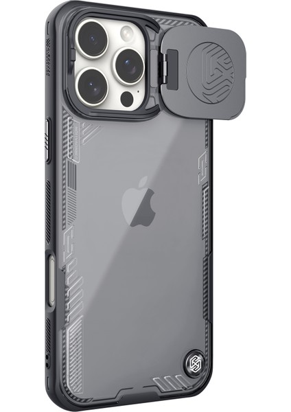 Telefon Kılıfı Düşme Koruma Kılıfı Iceblade Prop iPhone 16 Pro Max Kılıfı PC+TPU Telefon Kabuğu Lens Kapaklı Kickstand-Siyah (Yurt Dışından)