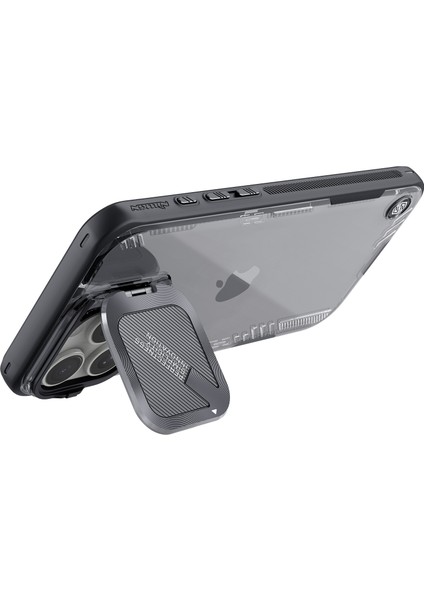 Telefon Kılıfı Düşme Koruma Kılıfı Iceblade Prop iPhone 16 Pro Max Kılıfı PC+TPU Telefon Kabuğu Lens Kapaklı Kickstand-Siyah (Yurt Dışından) modelleri