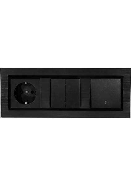 Quantum Siyah Topraklı Priz+Komütatör (İkili Anahtar)+Vaviyen 3'lü Set (ovivo)