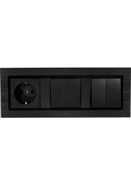 Quantum Siyah Topraklı Priz+Komütatör+Komütatör (Ikili Anahtar) 3'lü Set