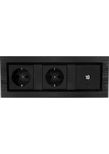 Quantum Siyah Topraklı Priz+Topraklı Priz+Tv Prizi 3'lü Set