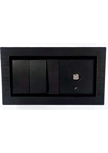 Quantum Siyah Komütatör (Ikili Anahtar)+Uydu Tv Televizyon Prizi 2'li Set