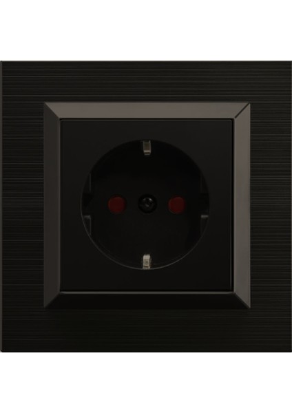 Quantum Siyah Çocuk Korumalı Topraklı Priz Çerçeve Dahildir