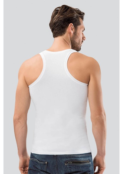 Modal Kumaş Pamuklu Sporcu Geniş Askılı Erkek Atlet Beyaz fiyatları