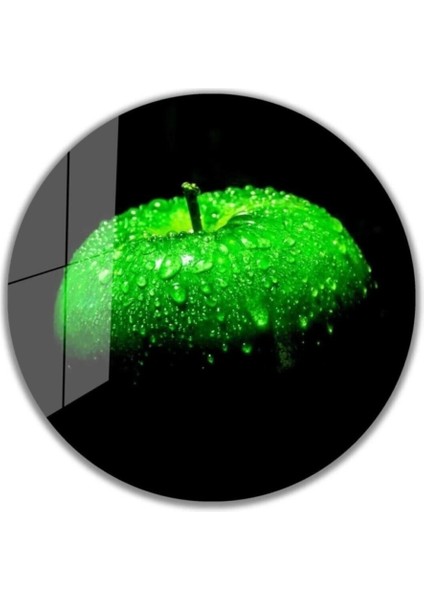 Teknoo- Elma Yuvarlak Cam Tablo 4mm Dayanıklı Temperli Cam